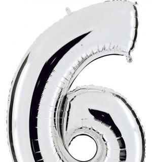 Ballon argent chiffre 6 en mylar 86 cm