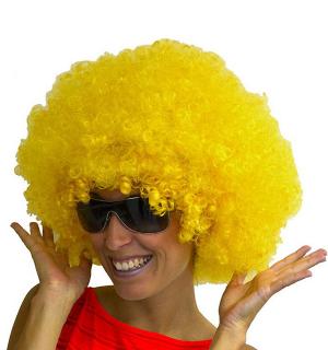 Perruque afro jaune
