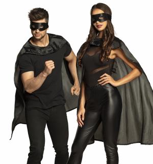 Set Héros noir avec loup et cape 90 cm