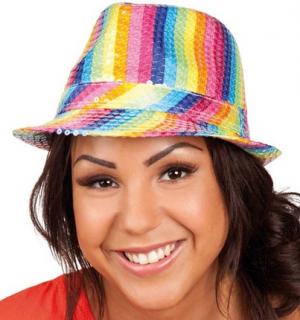 Chapeau borsalino à sequins multicolore