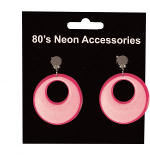 Boucles d'oreilles rose fluo années 80