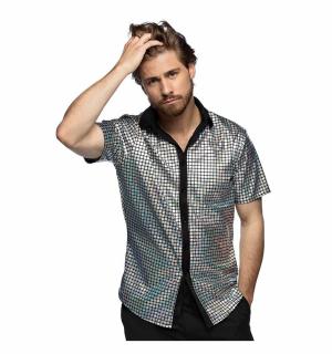 Chemise disco diamant argent taille M