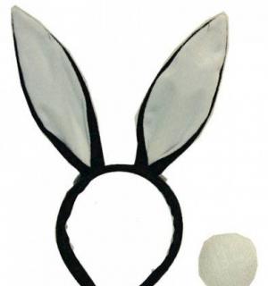 Serre tête lapin noir avec noeud papillon