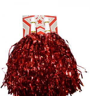 Paire de pompons métallisés rouge