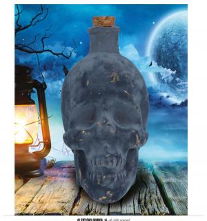Bouteille tête de mort en verre 13cm