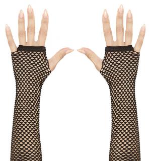 Gants mitaines résille noir longs