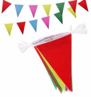 Guirlande fanions 29x18cm 50m tissu multicolore