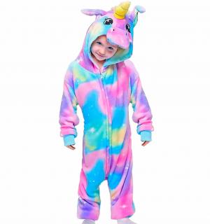 Baby licorne en velours arc en ciel 97cm