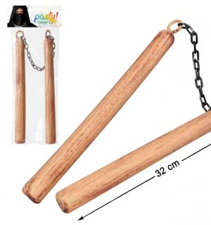 Nunchaku manche effet bois 32cm