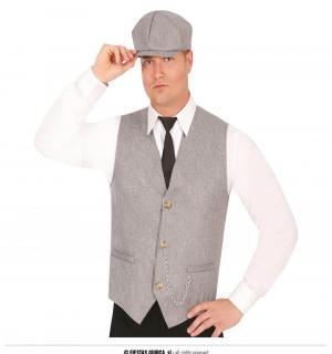 Gilet et béret gris clair gangster taille M