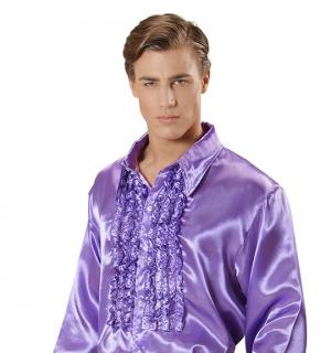 Chemise à jabot satin violet taille L/XL