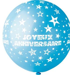 Ballon géant joyeux anniversaire Bleu lagon