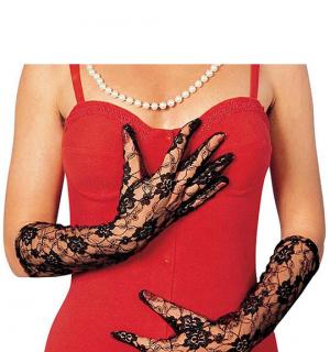 Gants dentelle longs noirs