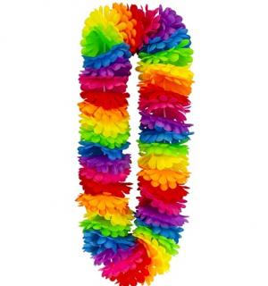 Collier hawai très grosses fleurs multicolores