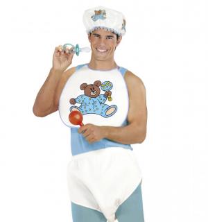 Set bébé bleu couche+bavoir+bonnet