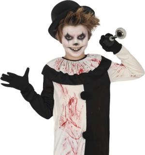 Clown horreur ensanglanté noir et blanc taille 10/12 ans