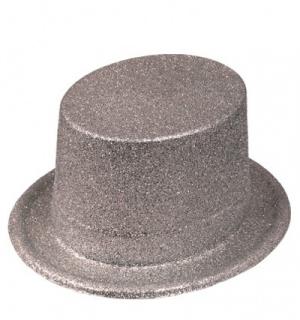 Chapeau haut de forme paillettes argent