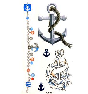 Tatouage temporaire ancres marin couleur