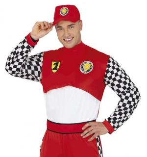 Pilote de course F1 rouge et blanc taille L