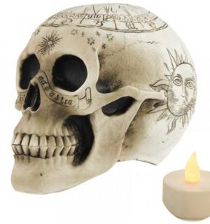Crâne squelette pentagramme 18cm avec bougie led offerte