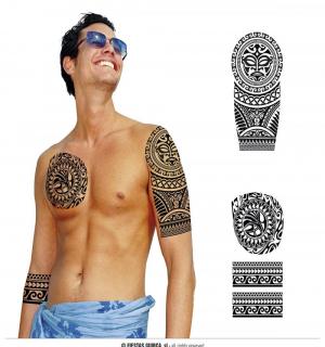 Lot de 4 tatouages géants tribaux noirs