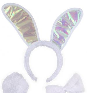 Accessoires set lapin adulte blanc oreilles queue noeud