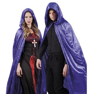 Cape violette à capuche aspect velours 170cm