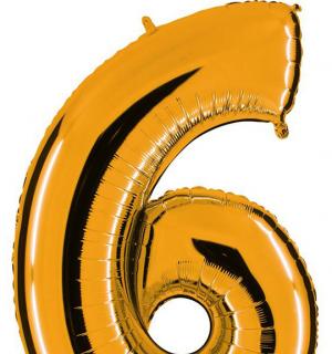 Ballon or chiffre 6 en mylar 86 cm