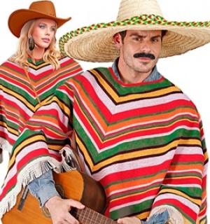 Poncho mexicain coloré à mailles et franges qualité supérieure