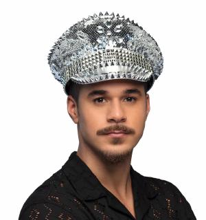 Casquette Glamour sequin et strass argent