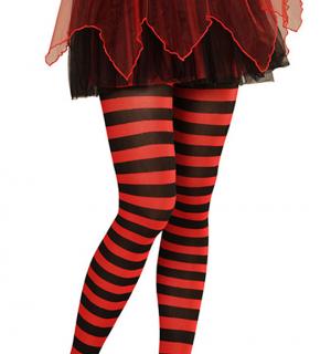 Collants rayés rouge et noir