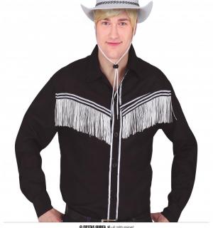 Chemise de cow-boy noire à franges taille L
