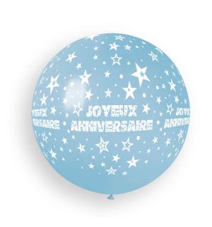 Ballon géant joyeux anniversaire Bleu ciel