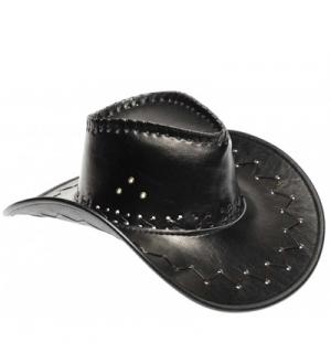 Chapeau western cow boy cuir noir