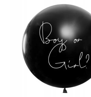 Ballon géant 1 mètre noir Baby Shower garçon confettis