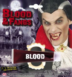 Tube faux sang 10ml avec dentier vampire