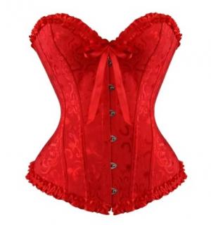 Corset bustier rouge à agrafes et lassets gothique à motifs taille L