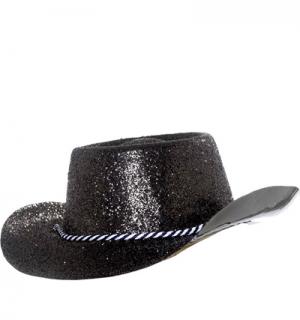 Chapeau cow boy à paillettes noir