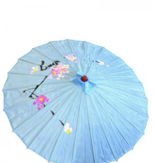 Ombrelle chinoise en tissu bleue