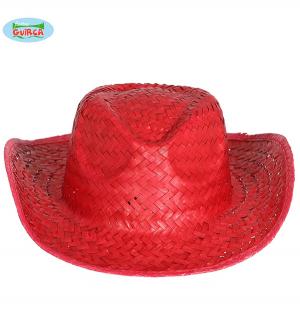 Chapeau bodega paille rouge