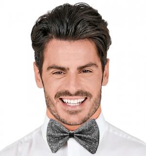 Noeud papillon carreaux brillant argent