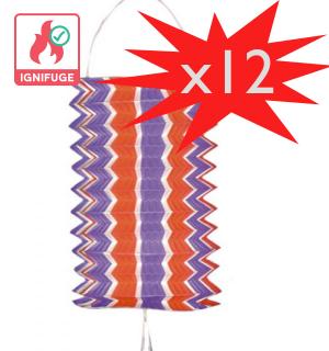 12 lampions tricolores ignifugés 16cm