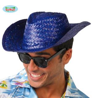 Chapeau bodega paille bleu