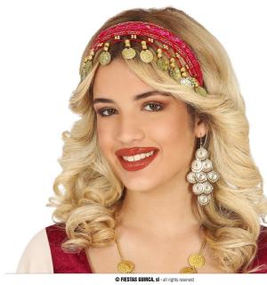 Diadème oriental rouge avec pièces