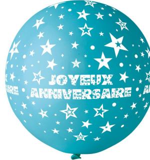 Ballon géant joyeux anniversaire Turquoise