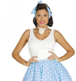 Jupe turquoise à pois blanc années 50 pin up avec jupon