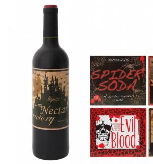 4 étiquettes pour bouteilles Halloween