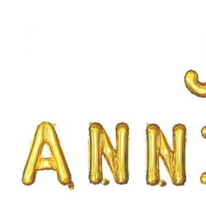 Guirlande ballons Joyeux Anniversaire or
