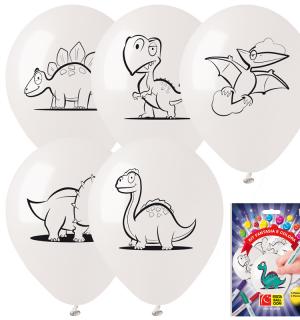 Kit 5 ballons à colorier Dinosaures