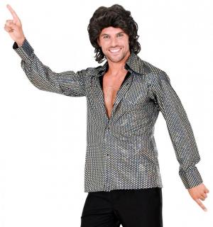 Chemise disco holographique argent taille XXL